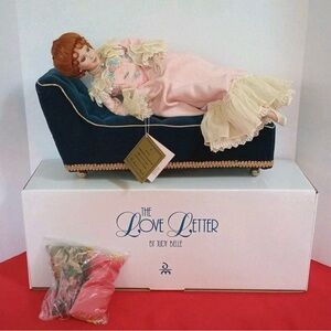The Love Letter Porcelain Doll in Pink Dress
